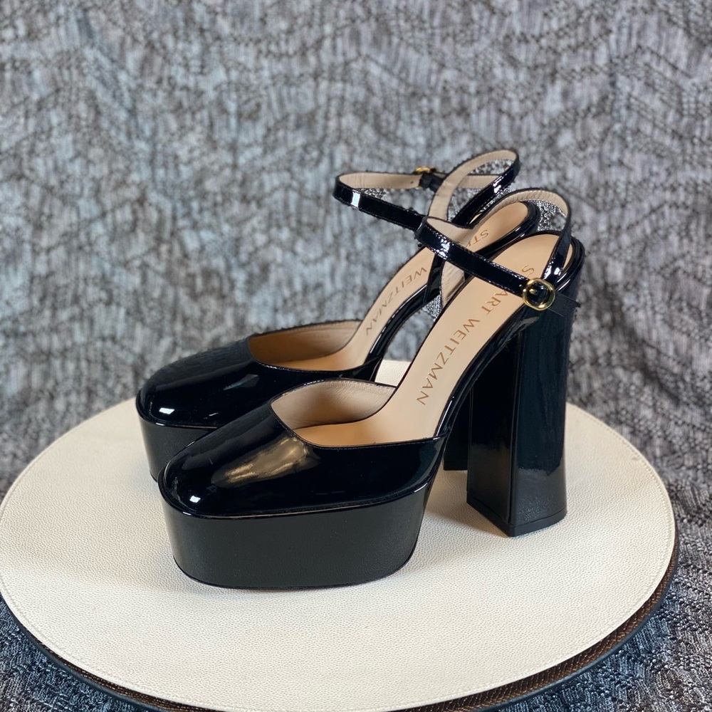 Stuart Weitzman Sky high 145 Platform Pump Heel Black Patent - Picture 2 of 10